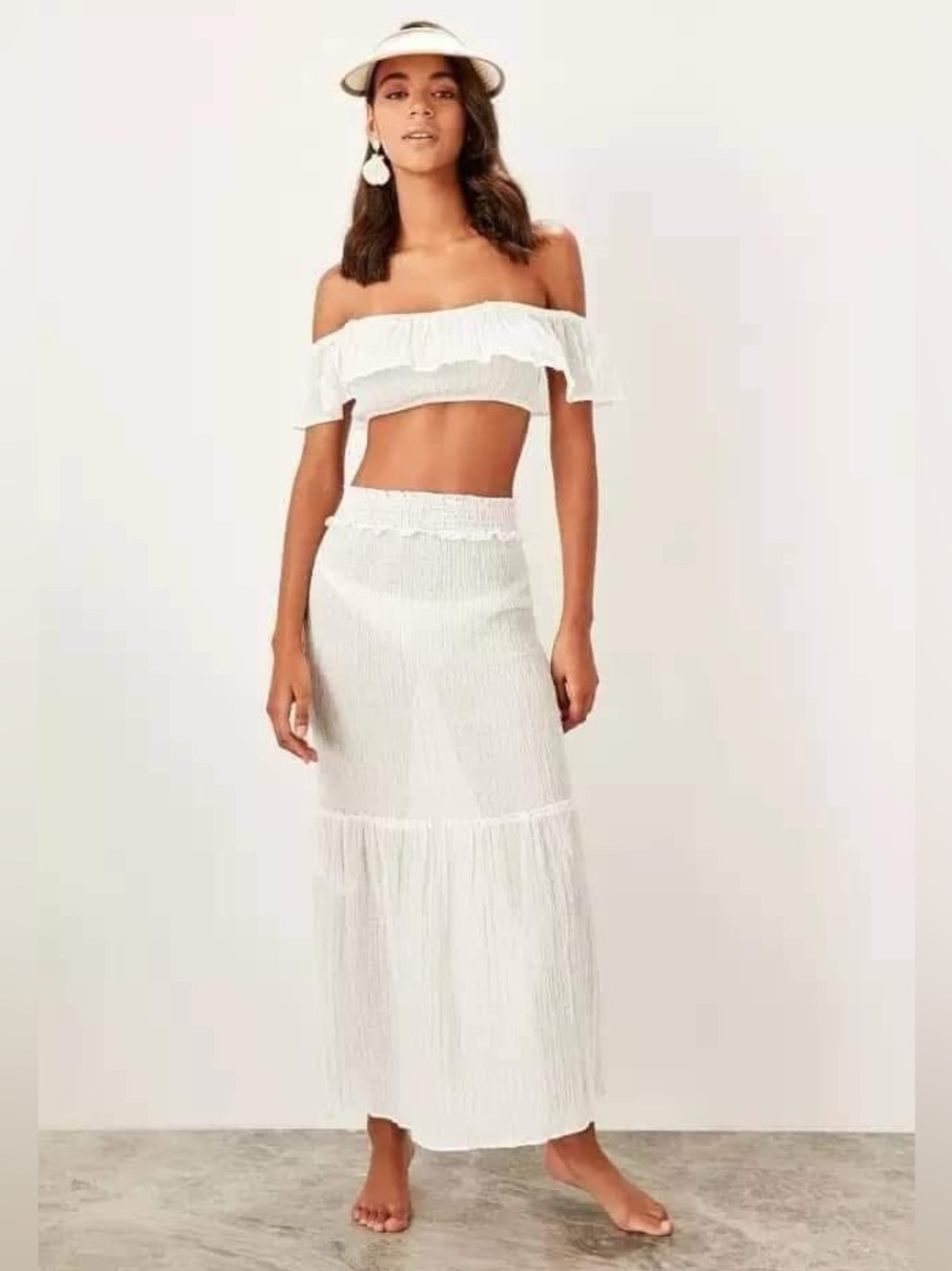 NWT Trendyol 2-Piece Swim Cover Up Set White/Gold EU 38